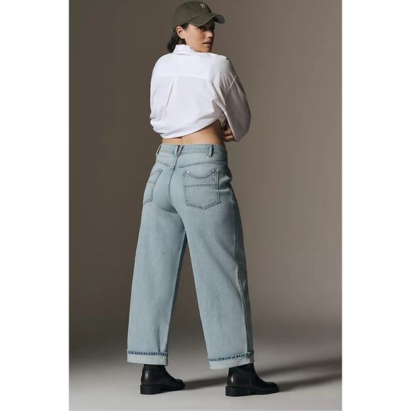 Anthropologie Women's Denim Mason High-Rise Relaxed Gaucho Ankle Jeans Blue 28P - Picture 1 of 13